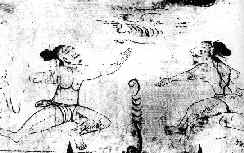 Fresque représentant des guerriers Sun Bi 